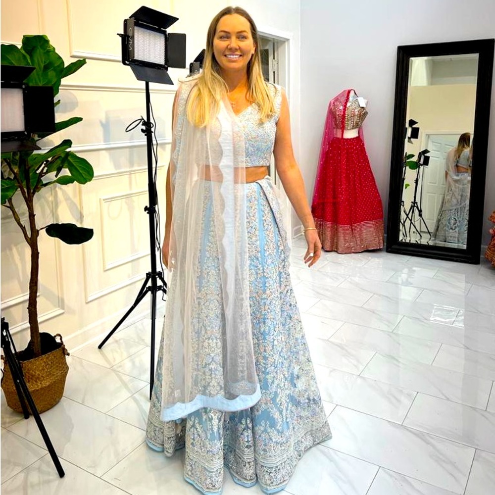 Lehenga Choli - Baby Ice Blue and pale pink